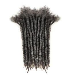 Orientdreads Textured Loc Extensions Human Hair with Curly Ends, Full Handmade Human Hair Dreadlock Extensions for Women/Men, Can Be Curled and Bleached (#Salt_pepper, 8 Inch 0.6cm 20 strands)