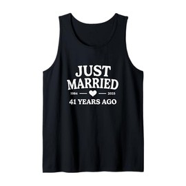Just Married 41 Years Ago 1984 2025 41st Anniversary Tank Top