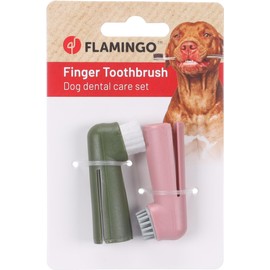 Flamingo DENTES Finger Brush Set Pink / Green 1.7 x 2.5 x 6 cm