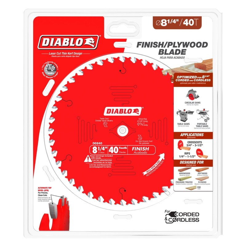 Diablo Finishing Saw Blade for Wood - 8-1/4" Diameter, 40