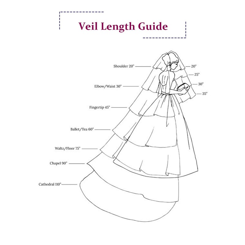 HEREAD Pearl Bride Wedding Veil Short Elbow Length 2 Tier