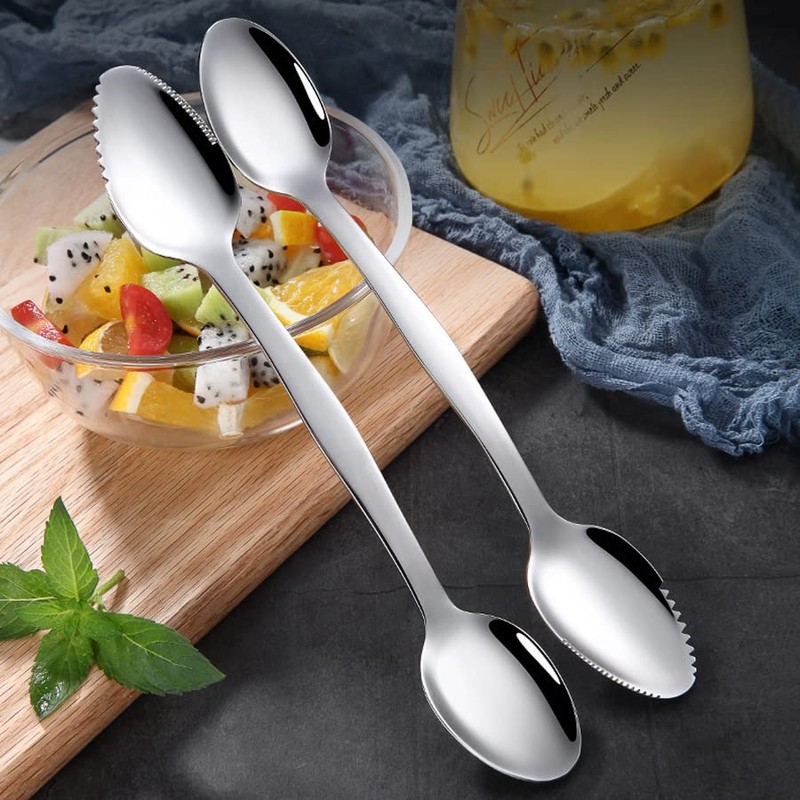 ARFUKA Grapefruit Spoons Serrated Double-Headed Grapefruit Spoons Mud Scraping Spoon