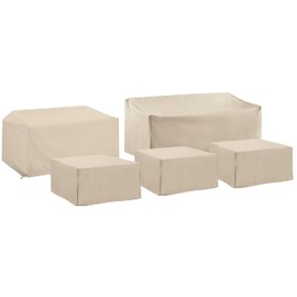 Crosley Furniture Patio Furniture Covers, Waterproof 5-Piece Cover Set for Outdoor Sectional Sofa Sets, Tan