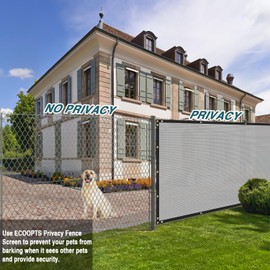ECOOPTS 6'x117' Privacy Fence Screen Windscreen with Copper Grommets, Fit for Commercial Fence and Residential Garden Outdoor 90% UV Blockage, Cable Zip Ties Included (Gray)