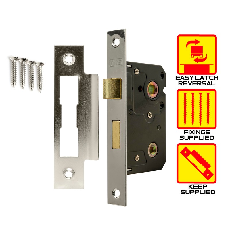 TSS Polished Chrome Bathroom Lock 2.5" (65mm) Bathroom Door Lock