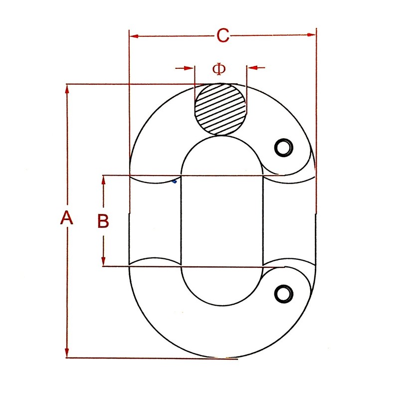 Stainless Steel 316 Chain Connecting Link 5/16" (8mm) Marine Grade