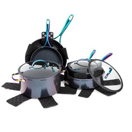 Set 12-Piece Nonstick Ceramic Cookware Set Thyme & Table Rainbow/Ideal for cooking exquisite dishes/Mom needs it/Ideal product for Chef/This product should not be missing in your home, 21x14x7