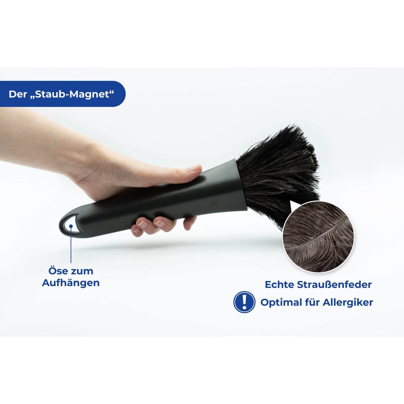 Maximex Retractable ostrich feather duster, allergy-friendly duster cleans even the