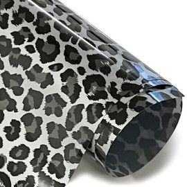 Stretchable WeedFoil Iron On Heat Transfer Vinyl 20" x 12" Sheets - Leopard Silver