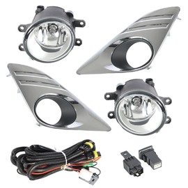 Silscvtt 2Pcs Fog Lights Assembly Replacement for 2012 2013 2014 Toyota Camry with Front Bumper Bezel Wires Switch Bulbs Driver & Passenger Side
