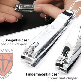 DREI SCHWERTER Germany Manicure Set 'Bari' 4-Piece Artificial Leather in Black, Contents: Tweezers, Sapphire Nail File, Fingernail Clippers, Toenail Clippers, Perfect for the Handbag