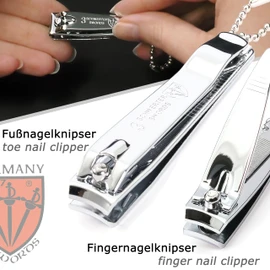 DREI SCHWERTER Germany Manicure Set 'Bari' 4-Piece Artificial Leather in Black, Contents: Tweezers, Sapphire Nail File, Fingernail Clippers, Toenail Clippers, Perfect for the Handbag
