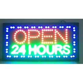 24"X12" Open 24 Hours Sign, Super Bright LED Open Sign, Store Sign, Business Sign, Windows Sign with Animation and Power Switch
