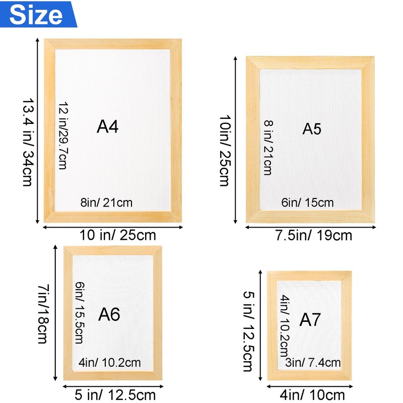 Okllen Set of 4 Paper Making Screen Kit, Wooden Paper