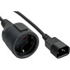 InLine® Power cable, C14 plug to Schutzkontakt female, black, H05VV-F