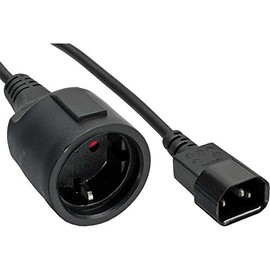 InLine® Power cable, C14 plug to Schutzkontakt female, black, H05VV-F 3Gx0.75mm², 1m 1 item