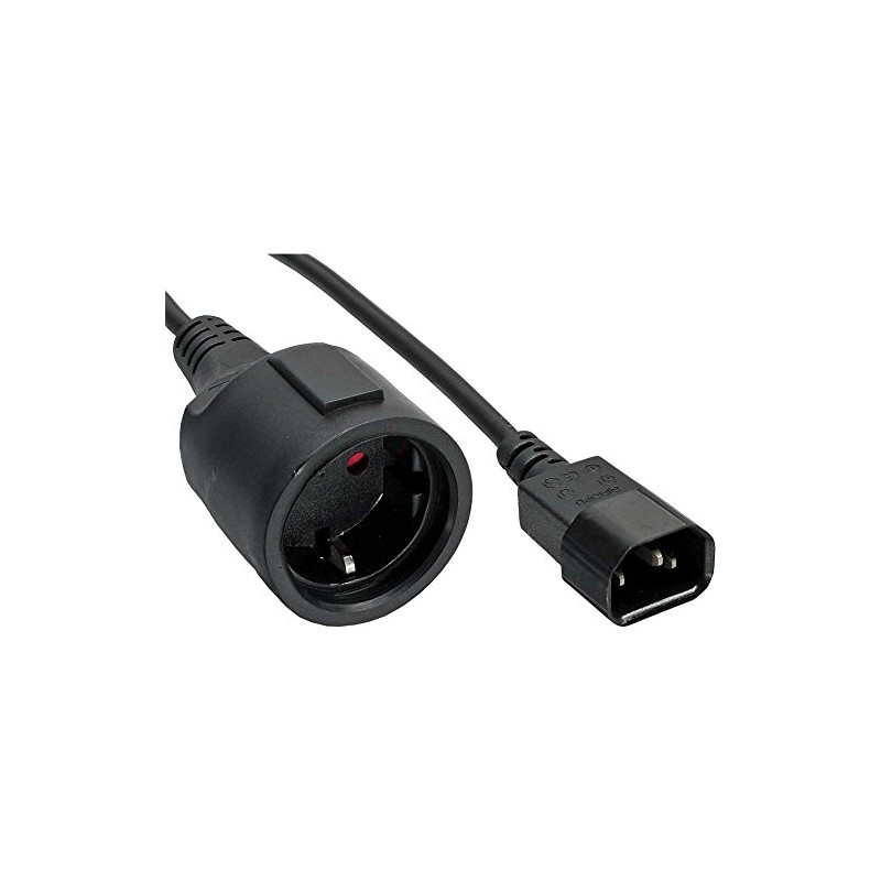 InLine® Power cable, C14 plug to Schutzkontakt female, black, H05VV-F