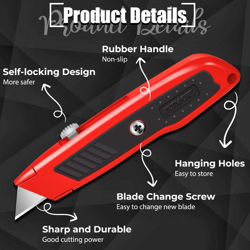 Jetmore 2 Pack Retractable Utility Knife with 10 Extra SK5