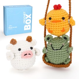 CROCHET BOX Crochet Kit for Beginners Adults - Animals Swing Starters Crochet Kit, Beginners Crocheting Kitting for Adults Kids, Craft Gifts with Crochets Yarns, Hook, Step-by-Step Video, Instruction