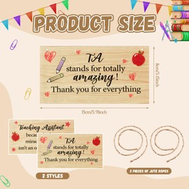 Tenare 2 Pcs Teaching Assistant Gift Wooden Hanging Plaque Sign TA Appreciation Thank You Gift for Teacher Teaching Assistant Essentials Leaving School Keepsake End of Term Gift for Women Men