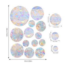 Pack of 52 Prism Window Decals Anti-Collision Stickers Bird Protection Rainbow Window Film Circular Suncatcher Sticker Decoration for Stops Birds Door Window Dining Room Bedroom