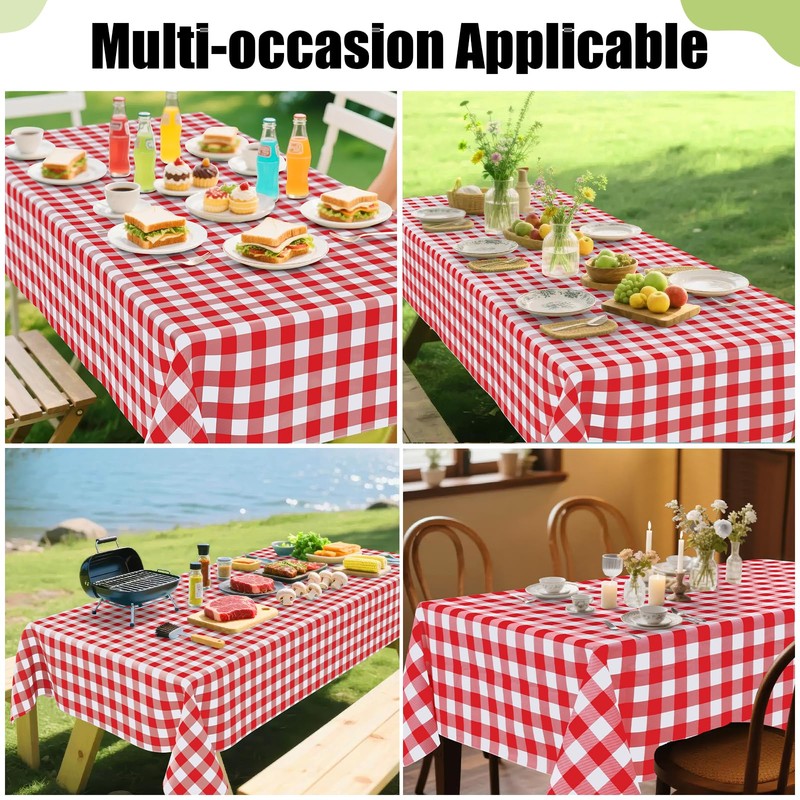 Smiry Rectangle Table Cloth, Waterproof Vinyl Tablecloth with Flannel Backing,