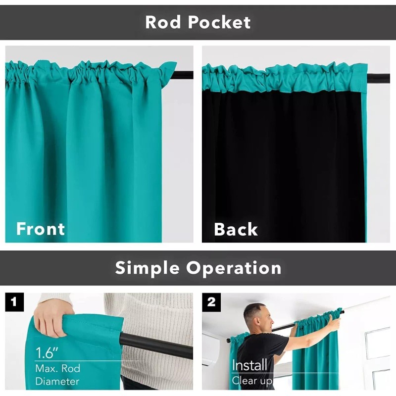 Deconovo Store 2 Cortina Forro Blackout Aislamiento Térmico Ruido 132x160cm