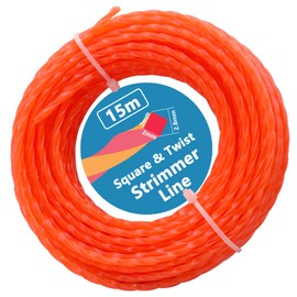 Zeqeey Heavy Duty Square Twist Grass Strimmer Line Diameter 2.8mm - 3mm Length 15m Nylon Trimmer Cord String Wire Rope for Garden Electric Strimmer Grass Trimmer, E3015