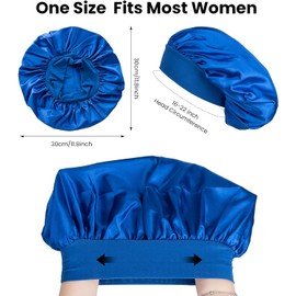 Bluemega Capó Casquete para Dormir, Casquete de satén de Banda Ancha, Casquete de Seda para Dormir por la Noche para Mujeres y niña (Azul Marino)