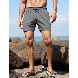 unitop Men's Board Shorts No Mesh Lining Stretch Elastic Waist Volley Pool Shorts Grey 38