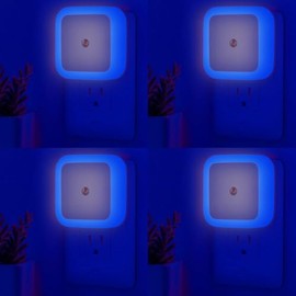 Night Lights Plug into Wall - 4-Pack Blue Nightlight Smart Dusk to Dawn Sensor Plug in LED Lighting, Safe Auto-On/Off Lamp for Kids Adults Home Living Room Kitchen Bedroom Bathroom Toilet Hallway