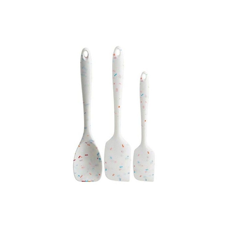 Trudeau White Confetti 5pc Silicone Spatula, Spoonula & Whisk Set