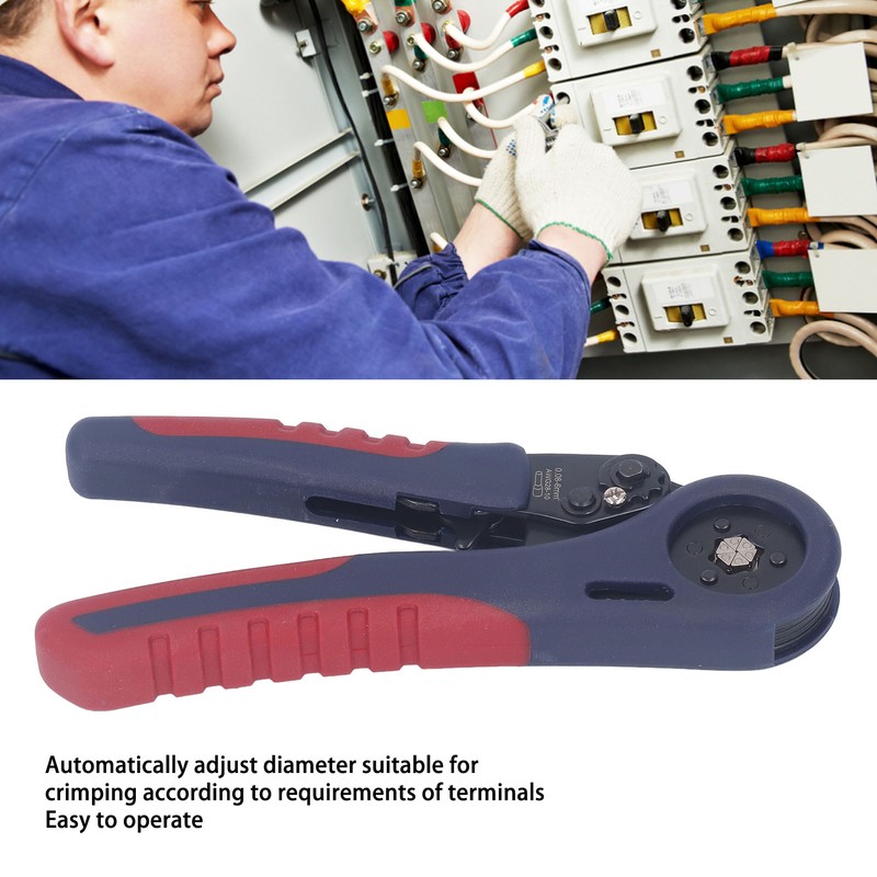 Ferrule Crimping Plier Self Adjustable Ergonomic Ratchet Wire Shrinkage Hand