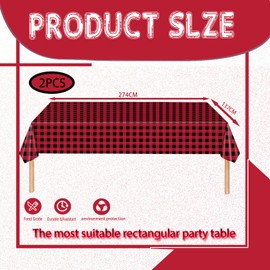 2pcs Red Black Checkered Table Cloth Party,137*274cm Plastic Table Cloth Wipe Clean,Gingham Pvc TableCloth Rectangular Waterproof Plaid Table Cover for Birthday Picnic Racing Car Xmas Party TableCloth