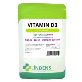 Lindens High Strength 3000iu Vitamin D3 3-Pack 360 Capsules D D-3 Sun Sunshine