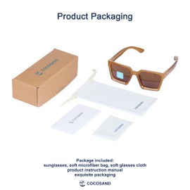 COCOSAND Kids Polarized Sunglasses TPE Stylish Retro Square Frame UV400 Protection for 5-12Y Boys Girls, Brown with Brown Lens