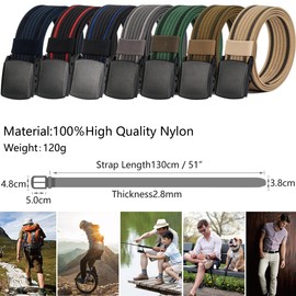 Men's Nylon Belt, Military Tactical Belt with YKK Plastic Buckle, Durable Breathable Canvas Belt for Work Outdoor Cycling Hiking Skiing,Adjustable for Pants Size Below 46inches (Navy Blue & Black)