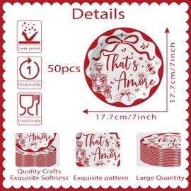 That's Amore Paper Plates, Thats Amore Party Decorations, Red and White