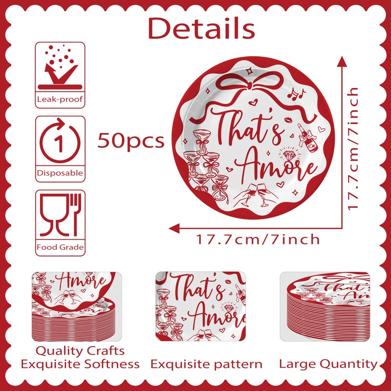That's Amore Paper Plates, Thats Amore Party Decorations, Red and