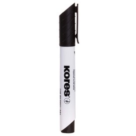 Kores - Black Whiteboard Marker Pens - K-Marker XW2, Chisel Tip with Low-Odour Ink - Dry Wipe Marker Pens - School Supplies, Office Supplies - Pack of 12
