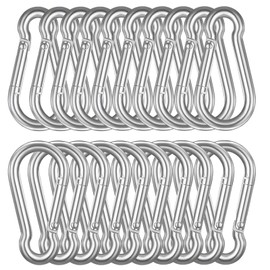 EVADOW 20PCS 80MM Heavy Duty Spring Snap Hook, M8 5/16" Galvanized Steel Snap Hook Carabiner Quick Link Carabiner Clip, 226KG Holding Capacity Quick Link Keychain for Swing Hammock Gym Outdoor-Silver