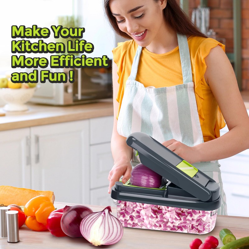 Vegetable Chopper,12-in-1 Multifunctional Food Chopper,Professional Onion Chopper with 7 Blades,Vegetable