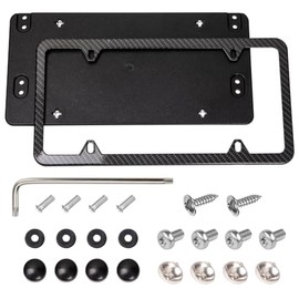 HY-SPEED Rear License Plate Bracket Holder Compatible with 2007-2024, Bumper Tailgate Trunk Car Tag Mounting Kit with Carbon Fiber Frame, Replaces: 1698170211, A0008101711