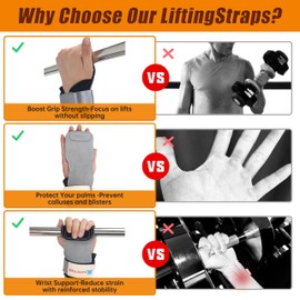 Whalaxis Pro Weight Lifting Wrist Straps:3-ply Genuine Cowhide,Adjustable Hook-Loop,SBR Pads, Anti-Snap Design for Deadlifts,Weightlifting,Rows and Pull-Ups, Ultimate Wrist Protection & Grip Booster