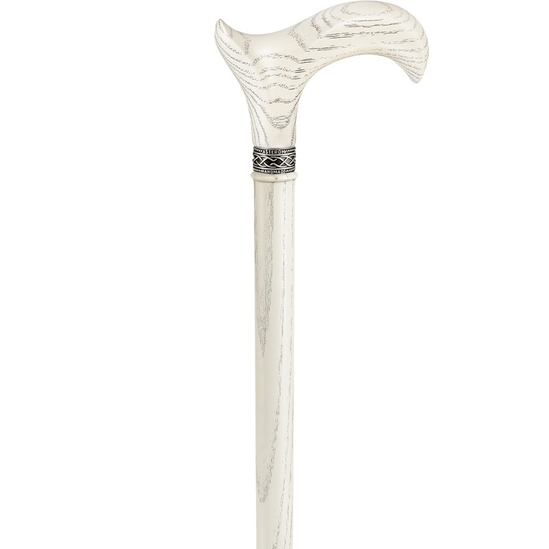 Asterom White Walking Cane - Handmade, Ergonomic, Sturdy - Wooden