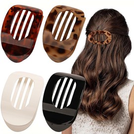 Xsybegdlk 4 PCS Flat Claw Clip for Women, Curved Design Hair Clips, Flat Hair Claw Clips for Thick Thin Hair,Comfortable Curved Flat Clips for Lying,Daily Styling Gifts (Mixed)