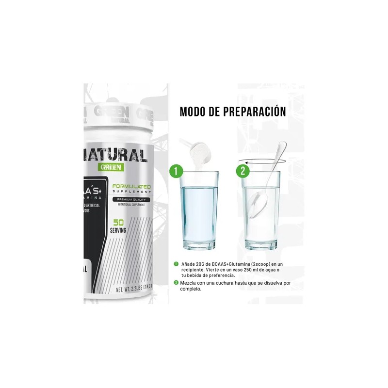 Aminoácidos Bcaas + Glutamina Green Sabores 1kg