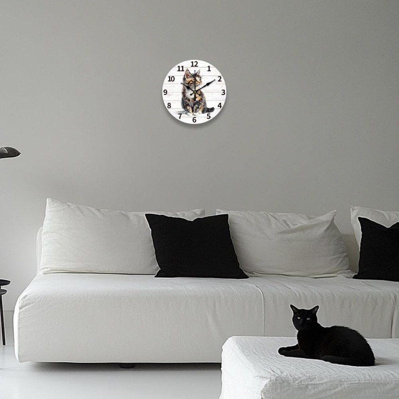 CHGCRAFT Realistic Cat Wall Clock 12 Inch Battery Operated Wall