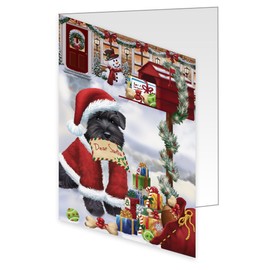 Dear Santa Mailbox Christmas Letter Schnauzer Dog Greeting Cards - Adorable Pets Invitation Cards with Envelopes - Pet Artwork Christmas Greeting Cards GCD65798 (10 Greeting Cards)