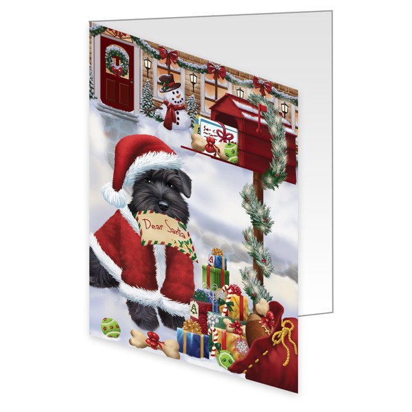 Dear Santa Mailbox Christmas Letter Schnauzer Dog Greeting Cards - Adorable Pets Invitation Cards with Envelopes - Pet Artwork Christmas Greeting Cards GCD65798 (10 Greeting Cards)